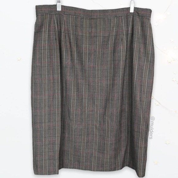 Vintage Joan Leslie Houndstooth Tartan Black, White, Red Dark Academia Skirt - Picture 1 of 9